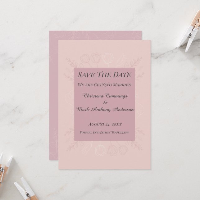Convite Fleur de Satin Wedding Save The Date Announcement (Frente/Verso In Situ)