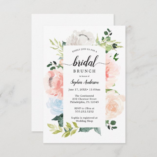 Convite Fleur Jolie Pretty Floral Bridal Shower Invites (Frente/Verso)