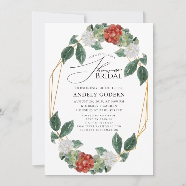 Convite Fleurs Pastel Modern Bridal Shower Invitation (Frente)
