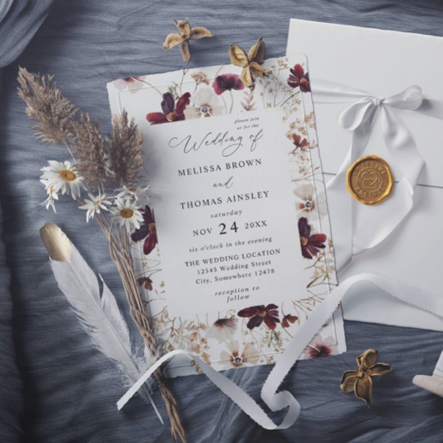 Convite Fleurs Selvagens de Outono Orçamento Floral Código (Criador carregado)