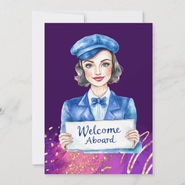Convite Flight attendant Birthday Party  (Frente)