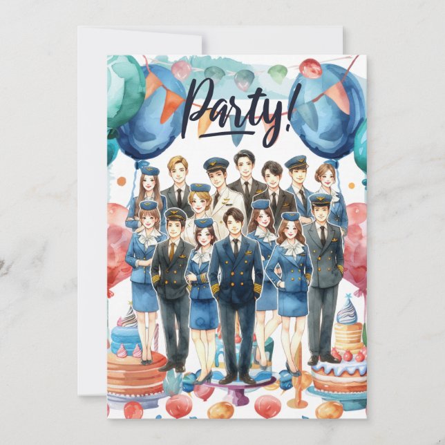 Convite Flight attendants team Party  (Frente)