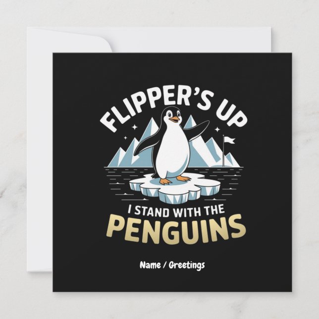 Convite Flippers Engraçados, Prendam-Se Com Os Pinguins (Frente)