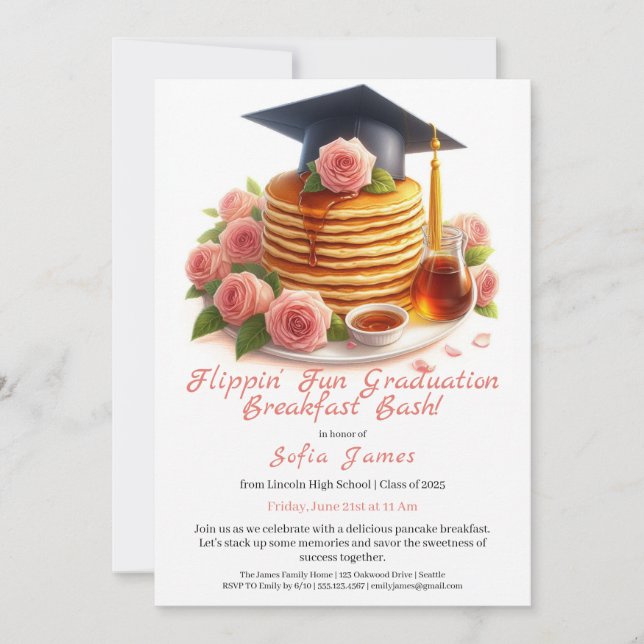 Convite Flippin Fun Graduation Breakfast Bash Invitation (Frente)