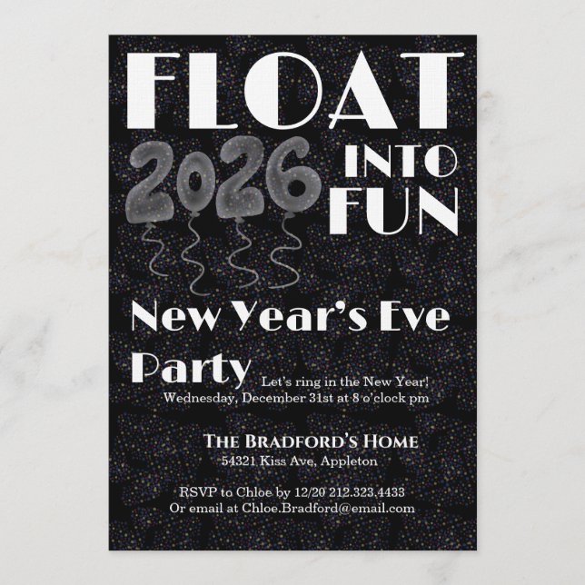 Convite Float into Fun New Year’s Eve Invitation (Frente)