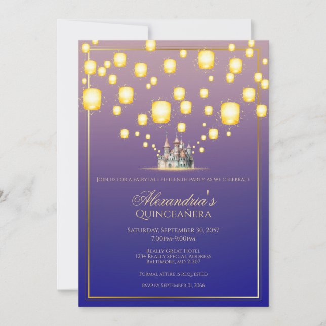 Convite Floating Lantern Birthday Invitation (Frente)