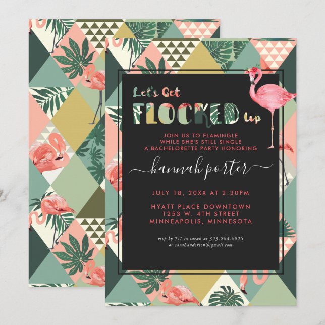 Convite Flocked Up | Despedida de Solteira com Tema de Fla (Frente/Verso)