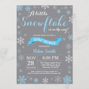 Convite Floco de neve branco do chá de fraldas do inverno