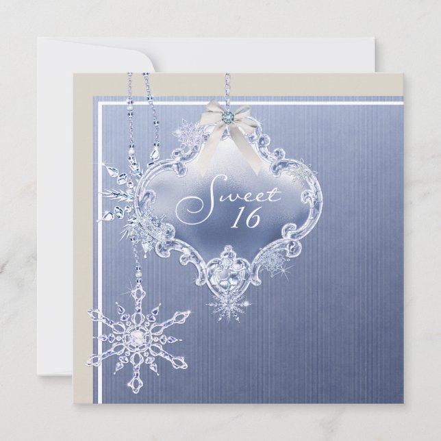 Convite Floco de neve branco marfim floco de neve doce Dez (Frente)