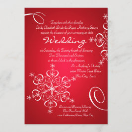 Convite Floco de neve Casamento no inverno Vermelho 2