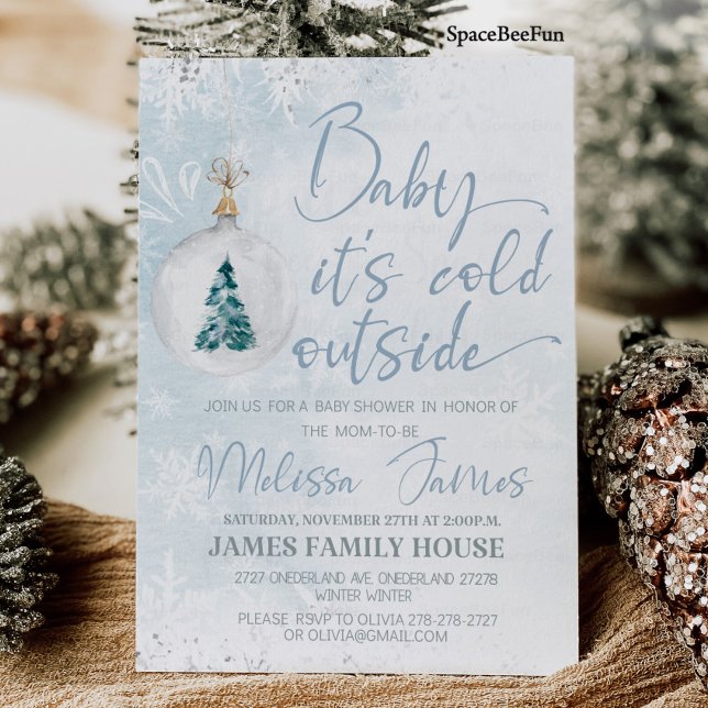 Convite Floco de neve chá de fraldas de inverno Menino beb (Snowflake Winter baby shower Boy Baby it's cold outside Baby shower invitation Winter baby shower Ch)