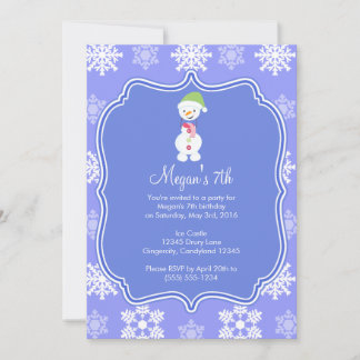 Convite Floco de neve congelado Winter Snowman Birthday