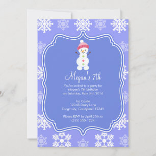 Convite Floco de neve congelado Winter Snowman Birthday