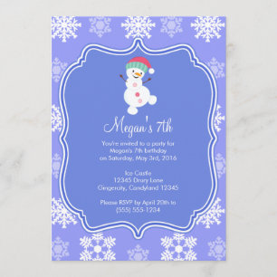 Convite Floco de neve congelado Winter Snowman Birthday