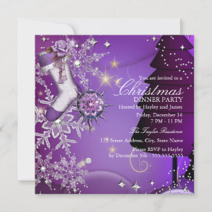 Convite Floco de Neve de Cristal Roxo Jantar de Natal 4
