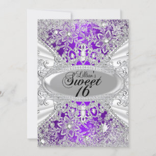 Convite Floco de Neve de Diamante Roxo Inverno Encantado S