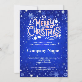 Convite floco de neve de inverno azul branco Feliz Natal