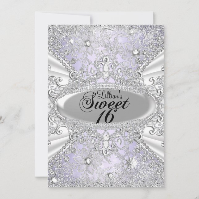 Convite Floco de Neve Diamante Roxo Inverno Encantado Swee (Frente)