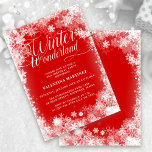 Convite Floco de neve do inverno do aniversário de 30 anos<br><div class="desc">O convite para aniversário de 30 anos do inverno elegante apresenta uma bela caligrafia cercada por um floco de neve e borda de neve. Os flocos de neve pop contra o fundo vermelho bonito. Você pode mudar a cor de fundo para qualquer cor. A Wonderland de inverno não pode ser...</div>