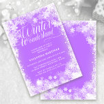 Convite Floco de neve do inverno do aniversário de 30 anos<br><div class="desc">O convite para aniversário de 30 anos do inverno elegante apresenta uma bela caligrafia cercada por um floco de neve e borda de neve. Os flocos de neve pop contra o bonito fundo púrpura. Você pode mudar a cor de fundo para qualquer cor. A Wonderland de inverno não pode ser...</div>