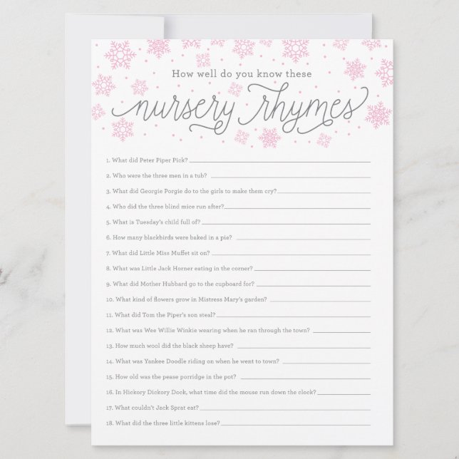 Convite Floco de Neve do Jogo do chá de fraldasFloco de Ne (Frente)