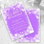 Convite Floco de neve Doce 16 Winter Wonderland<br><div class="desc">Maravilha Elegante de inverno Sweet 16 aniversario apresenta uma bela caligrafia cercada por um floco de neve e borda de neve. Os flocos de neve pop contra o bonito fundo púrpura. Você pode mudar a cor de fundo para qualquer cor. A Wonderland de inverno não pode ser mudada, mas todo...</div>