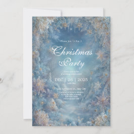 Convite Floco de Neve Dourado Azul Gélido Floral Casamento