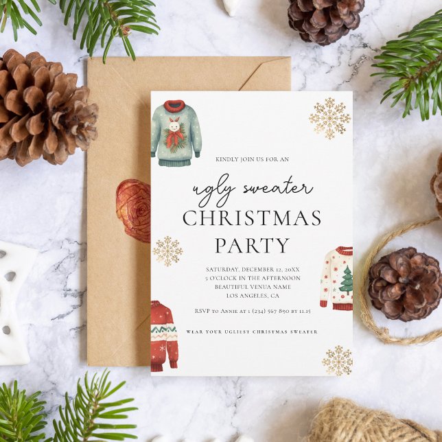 Convite Floco de Neve Dourado, Festa de Natal  e doce (Criador carregado)