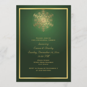 Convite Floco de neve dourado jantar de ensaio de casament