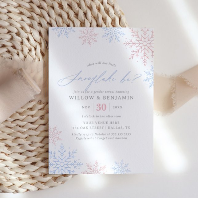 Convite Floco de neve Festa de inverno Festa de Revelação  (Criador carregado)