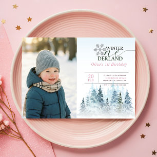 Convite Floco de Neve Inverno Onederland Foto de 1º Aniver