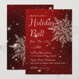 Convite Floco de neve legante na bola vermelha
