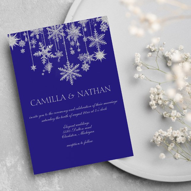 Convite Floco de neve prateado roxo Maravilha de inverno (Purple silver snowflake winter wonderland Wedding )
