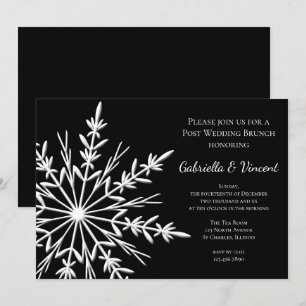Convite Floco de Neve Preto Branco Brunch Pós Casamento de