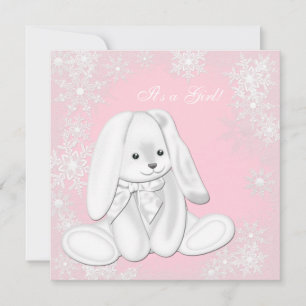Convite Floco de neve rosa doce Chá de fraldas de inverno 