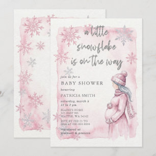 Convite Floco de Neve Rosa está a caminho Winter Baby Show