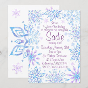 Convite Floco de neve Winter One Derland First Birthday
