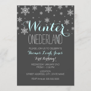 Convite Floco de neve Winter Onederland First Birthday Inv