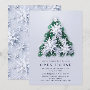 Convite Flocos de neve Árvore NATAL HOLIDAY CASA ABERTA