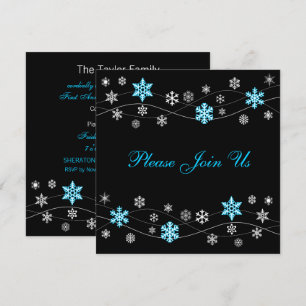 Convite Flocos de neve azuis Na moda