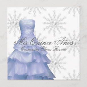 Convite Flocos de Neve Azul Branco Quinceanera