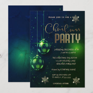 Convite Flocos de neve, bolas verdes, Cabo de Natal