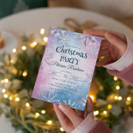 Convite Flocos de neve brancos, cor-de-rosa e festas de Na