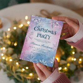 Convite Flocos de Neve Brancos Festa de Natal Elegante