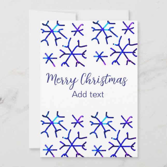 Convite Flocos de neve brilhantes metálicos azuis Padrão d (Frente)