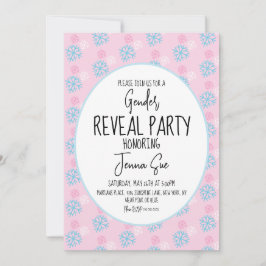 Convite Flocos de neve Cor-de-rosa Azul Revelação de Gêner