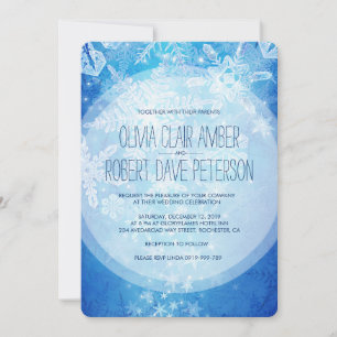 Convite Flocos de neve cristalina com gelo no Casamento no