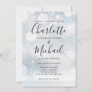 Convite Flocos de Neve de Casamento de Inverno do Script d