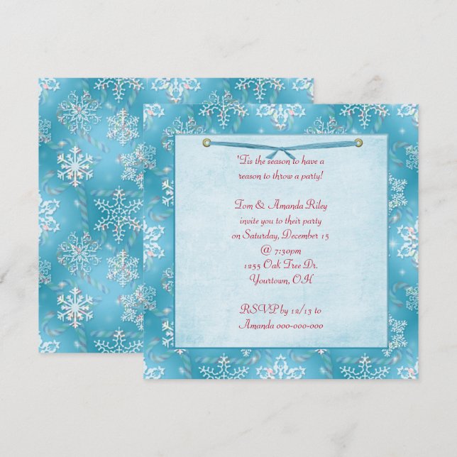 Convite Flocos de neve de Natal (Frente/Verso)