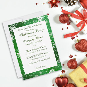 Convite Flocos de neve de Natal verdes